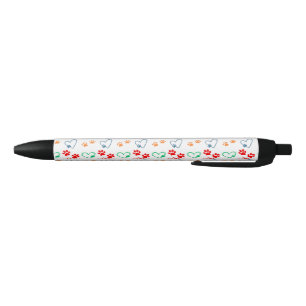 Cute DOG PAW PRINTS and LOVE HEARTS Black Ink Pen