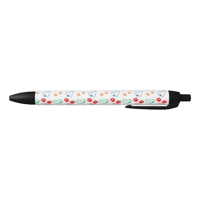 Cute DOG PAW PRINTS and LOVE HEARTS Black Ink Pen (Bottom)