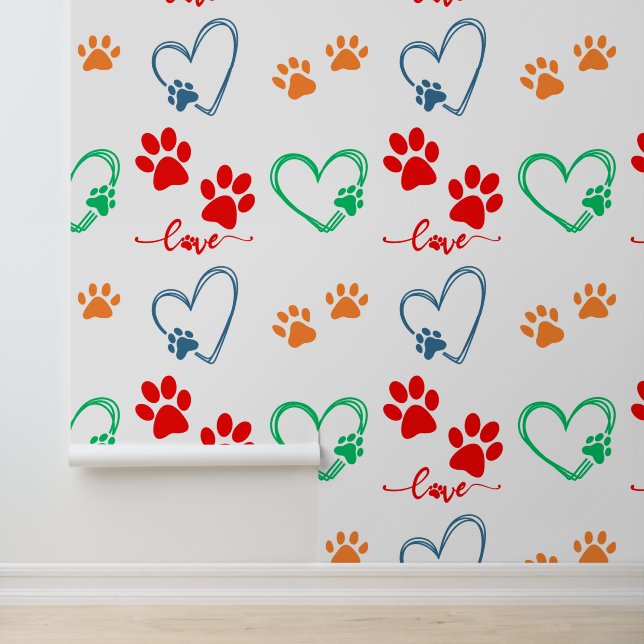 Cute DOG PAW PRINTS and LOVE HEARTS Wallpaper (Application)