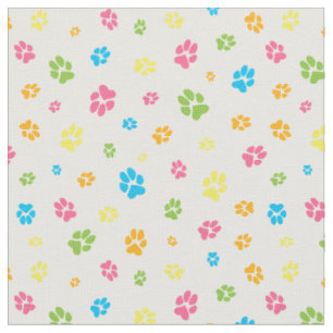 Cute Dog Paw Prints Colourful Paws Pattern Fabric