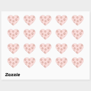 Cute Dog Paw Prints Pattern Heart Sticker