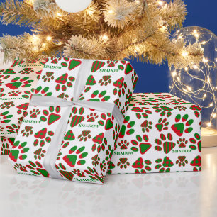 Cute Dog Paw Prints Personalised Wrapping Paper