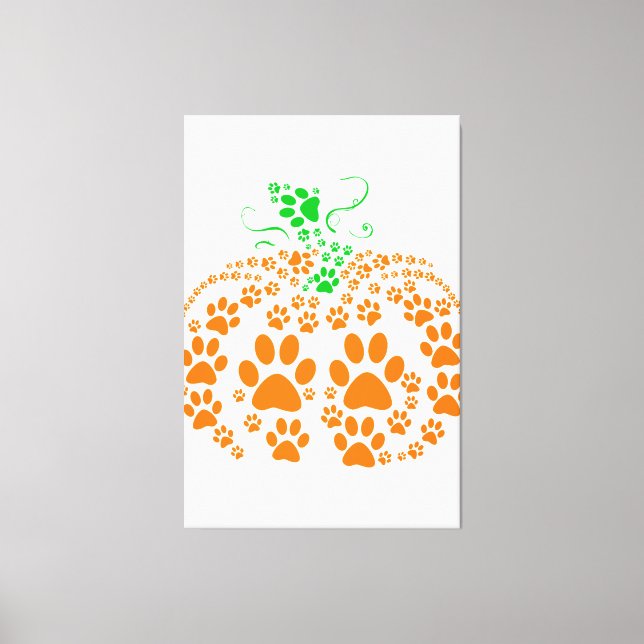 Cute Dog Paw Pumpkin Dog Lover Gifts Halloween Cos Canvas Print (Front)