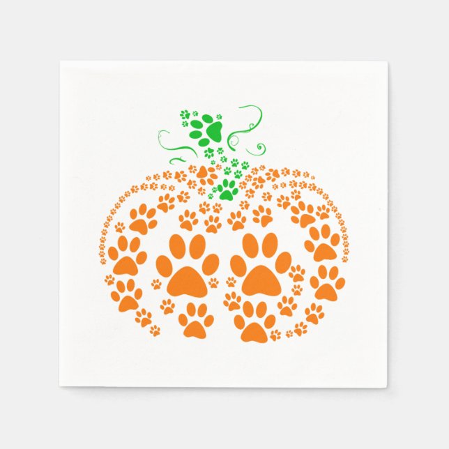 Cute Dog Paw Pumpkin Dog Lover Gifts Halloween Cos Napkin (Front)