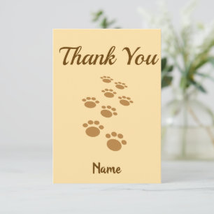 Cute Dog Paw Tracks Custom Thank You Card