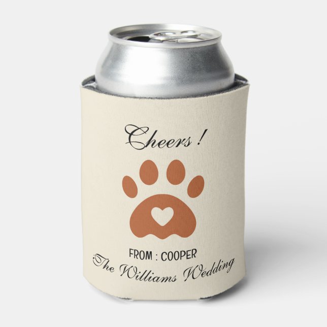 Cute Dog Paw Wedding Can Cooler (Can Front)