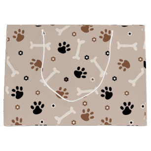 Cute dog paws and bones pattern Wrapping Paper Large Gift Bag