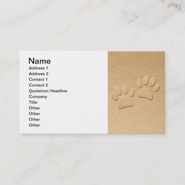Cute Dog Paws For Dog Lovers Business Card (Front)
