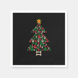Cute Dog Paws Print Christmas Tree - Paw Print Sta Napkin