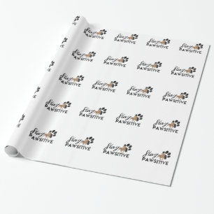 Cute Dog Paws Stay Pawsitive Rescue Wrapping Paper