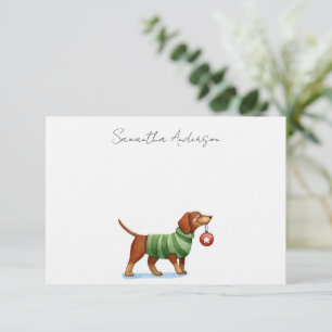 Cute Dog Personalised Christmas Flat Note Card