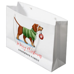 Cute Dog Personalised Christmas  Large Gift Bag