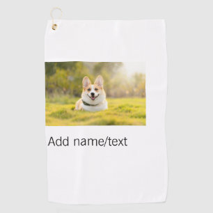 Cute dog pet add name text editable dog mum dad gi golf towel