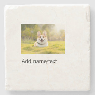 Cute dog pet add name text editable dog mum dad gi stone coaster