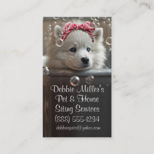 Cute Dog Pet and House Sitting Bathing Business Card