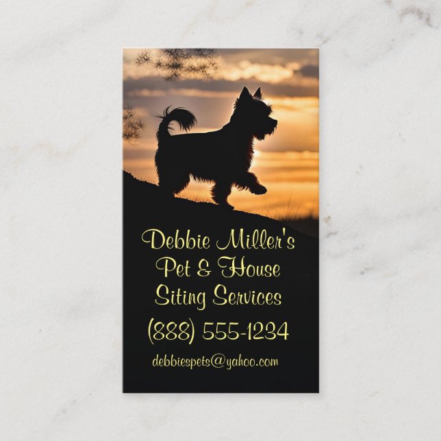Cute Dog Pet and House Sitting Business Cards (Front)