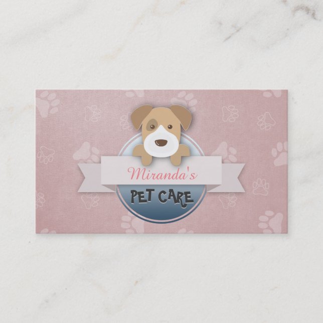 Cute Dog Pet Care Sitting & Grooming Beauty Salon Appointment Card (Front)