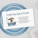 Cute Dog Pet Grooming Bath Service  Business Card<br><div class="desc">Cute Dog Pet Grooming Groom bath Service Business Card. Features a cute watercolor dog in a bathtub with typography font. Personalise this card with your own business name and details make them your very own.  These cards are perfect for making a very memorable impression and for advertisement promotion purposes.</div>