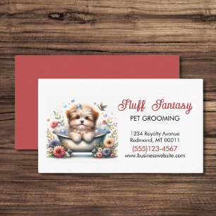 Cute Dog Pet Grooming Bath Service Business Card