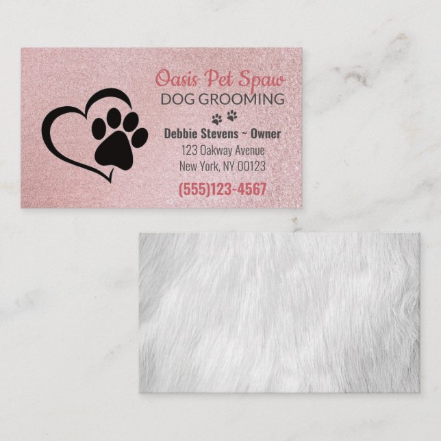 Cute Dog Pet Grooming Service Business Card (Front/Back)