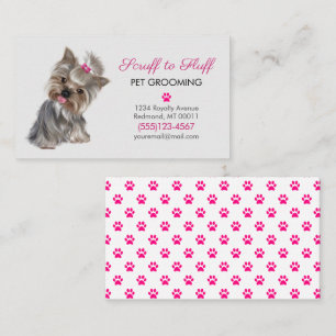 Cute Dog Pet Grooming Service Paw Print Business Card