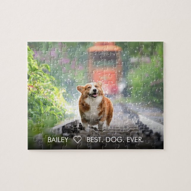 Cute Dog Pet Photo Personalised Custom Pets Puppy Jigsaw Puzzle (Horizontal)