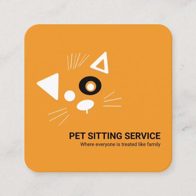 Cute Dog Pet Sitting Service Square Business Card (Front)
