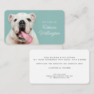 Cute Dog Photo Bulldog Pet Sitter Dog Walker Business Card