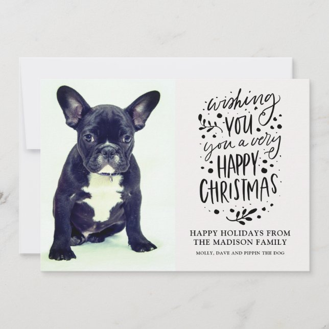 Cute Dog Photo Christmas Holiday Card (Front)