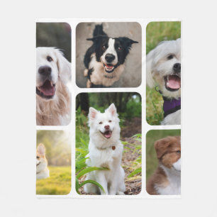Cute Dog Photo Collage Colourful Pet Lover Pictu Fleece Blanket