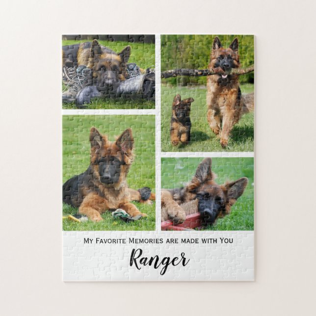 Cute Dog Photo Collage - White Frame Pet Photo Jigsaw Puzzle (Vertical)