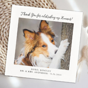 Cute Dog Photo Modern Simple Personalised Wedding Napkin