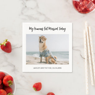 Cute Dog Photo Modern Simple Wedding Napkin