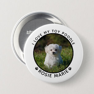 Cute Dog Photo Name Paw Prints Personalised 7.5 Cm Round Badge