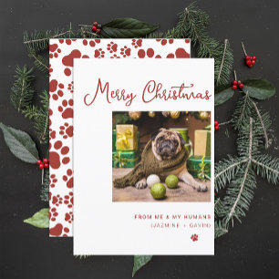 Cute Dog Photo Personalised Merry Christmas Custom Holiday Card