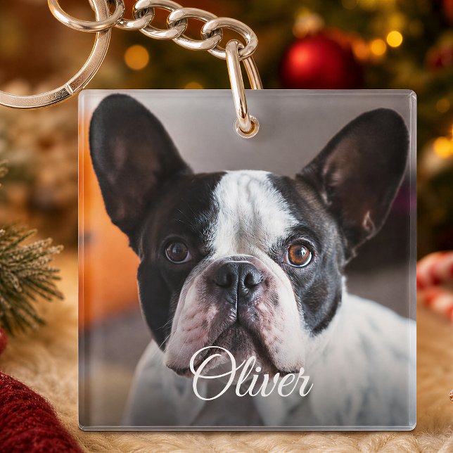 Cute Dog Photo Script Name Pet Lover Key Ring (Creator Uploaded)