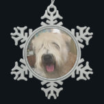 Cute dog photo template snowflake pewter christmas ornament<br><div class="desc">Cute dog photo template</div>