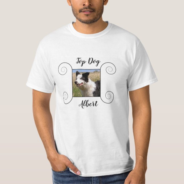 Cute dog photo with hand drawn frame and your text T-Shirt (Front)