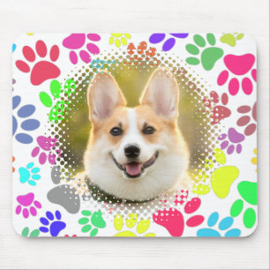Cute Dog Picture Paw Pattern Custom  Mouse Mat
