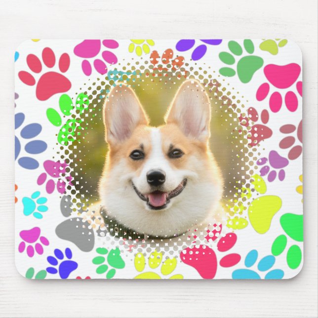 Cute Dog Picture Paw Pattern Custom  Mouse Mat (Front)