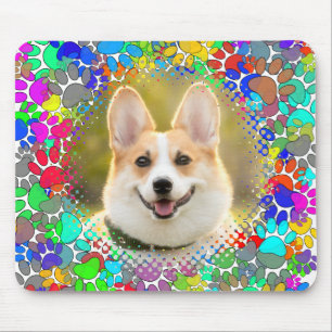 Cute Dog Picture Paw Print Pattern Custom  Mouse Mat