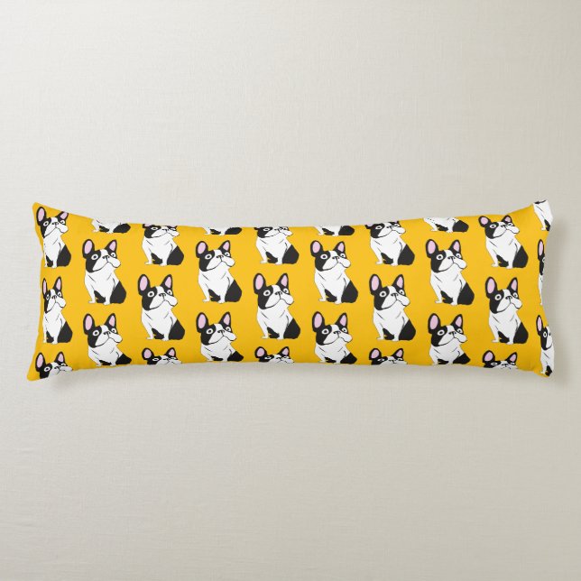 Cute dog, Pied French Bulldog Body Cushion (Front)