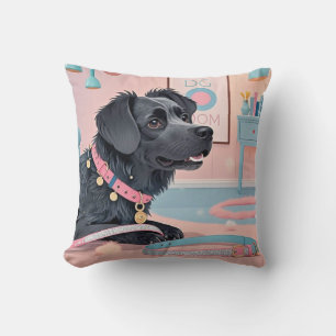 Cute dog pink blue bling dog mum cushion