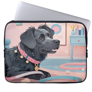 Cute dog pink blue bling dog mum laptop sleeve