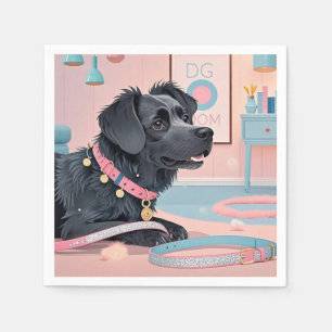 Cute dog pink blue bling dog mum napkin