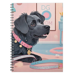 Cute dog pink blue bling dog mum  notebook