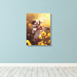 Cute Dog Playing a Violin Canvas Print