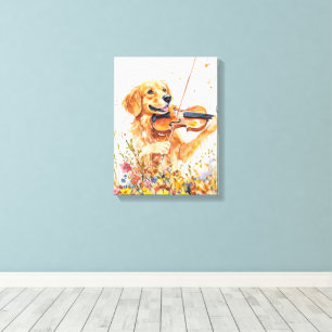 Cute Dog Playing a Violin Canvas Print