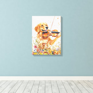 Cute Dog Playing a Violin Canvas Print
