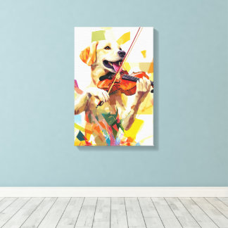 Cute Dog Playing a Violin Canvas Print